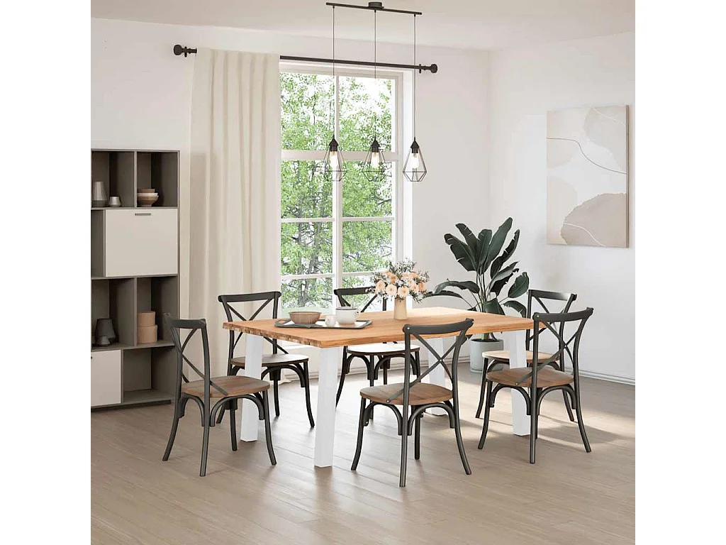 Eettafel rechthoekig 180x120x74 cm massief eikenhout lichtbruin