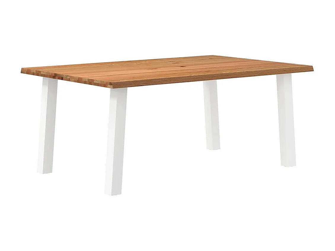 Table à manger marron clair bois de chêne massif rectangulaire