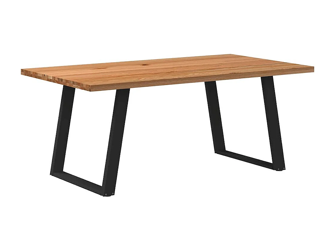 Table à manger marron clair bois de chêne massif rectangulaire