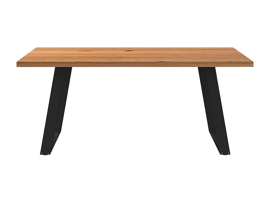 Table à manger marron clair bois de chêne massif rectangulaire