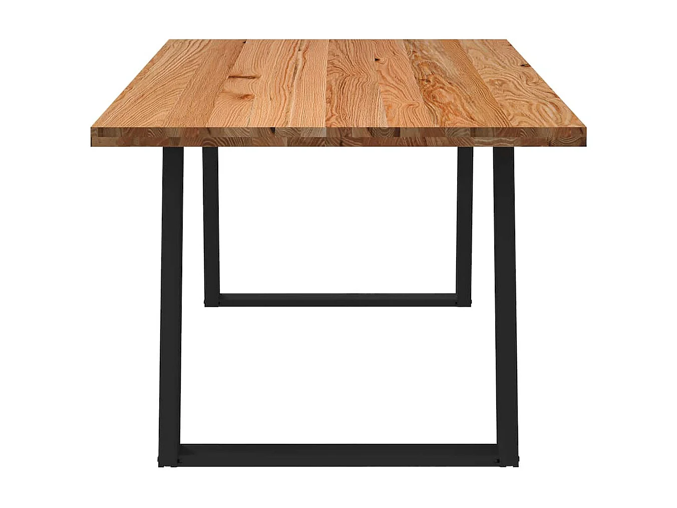 Table à manger marron clair bois de chêne massif rectangulaire