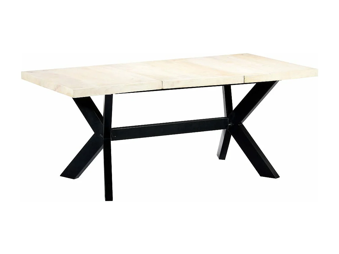 Mesa de comedor blanca 180x90x75 cm madera maciza de mango