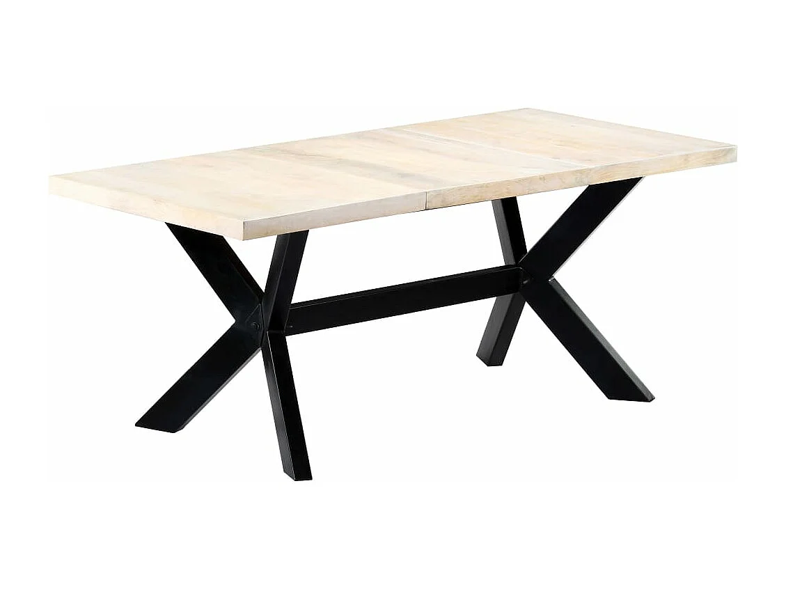 Mesa de comedor blanca 180x90x75 cm madera maciza de mango