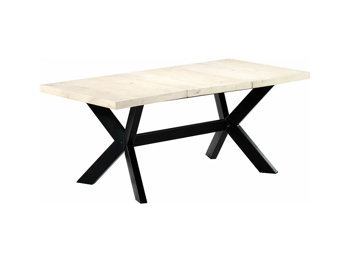 Table à manger Blanc 180x90x75 cm Bois de manguier massif