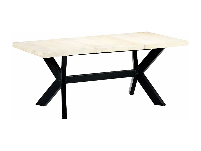 Table à manger Blanc 180x90x75 cm Bois de manguier massif