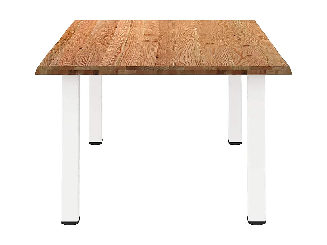 Table à manger marron clair bois de chêne massif rectangulaire