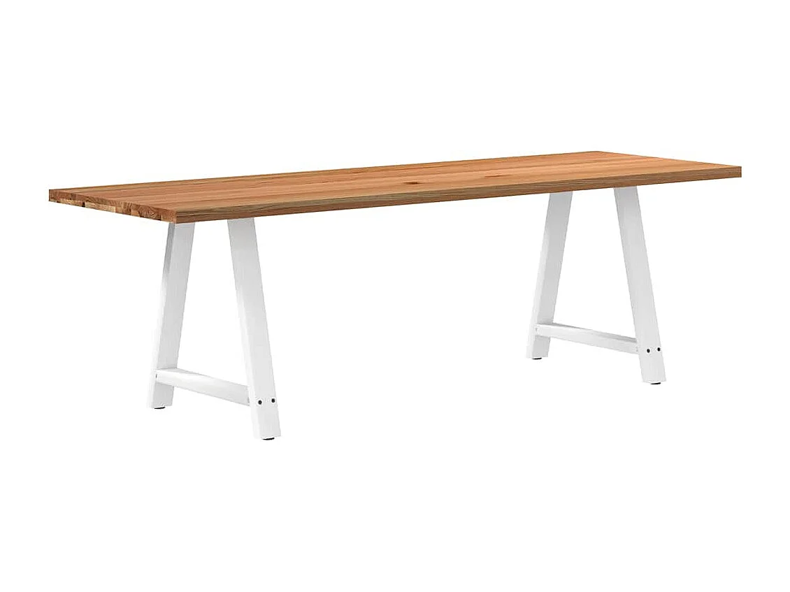 Table à manger marron clair bois de chêne massif rectangulaire