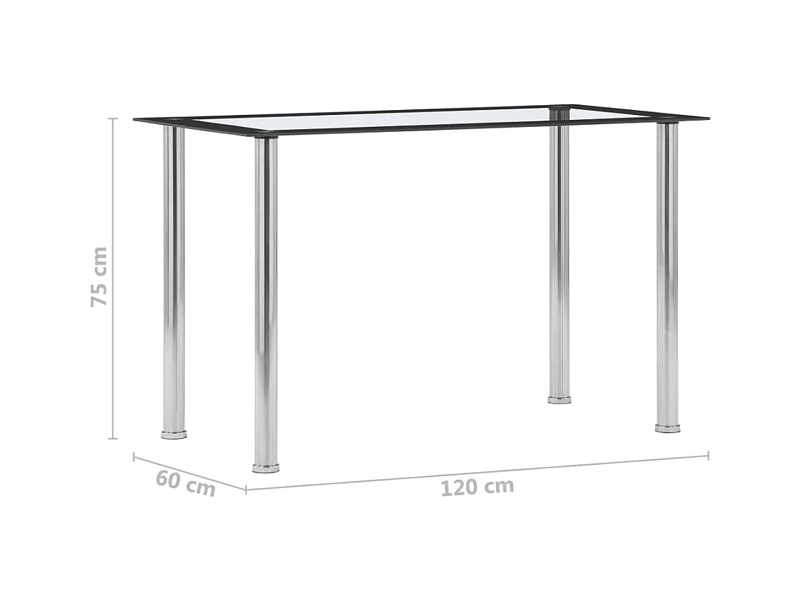 Table à manger Noir et transparent 120x60x75 cm Verre trempé