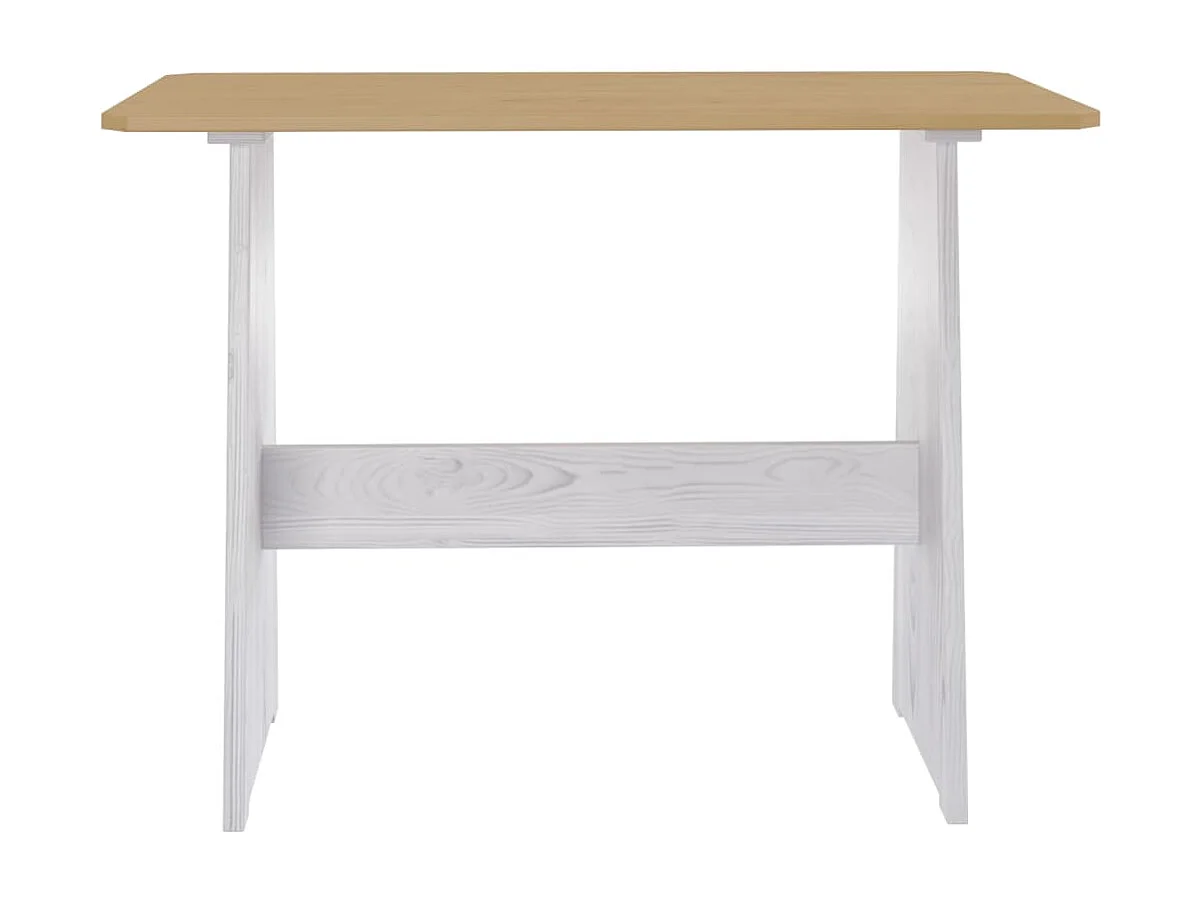 Table à manger avec banc Marron miel et blanc Pin solide