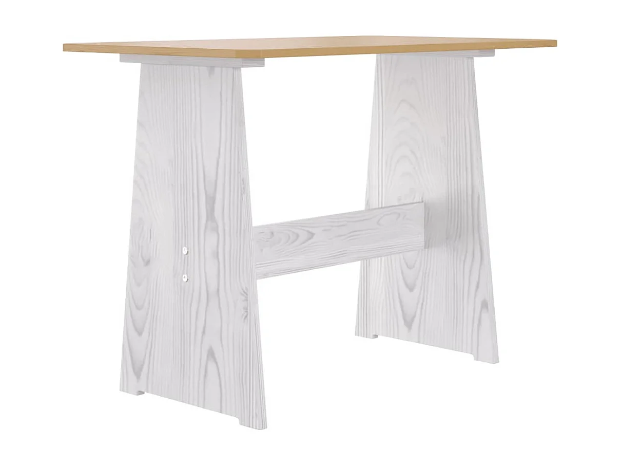 Mesa de jantar com banco pinho maciço castanho mel/branco