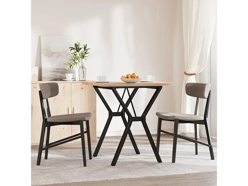 Mesa comedor marco Y madera maciza pino y hierro 70x70x75,5 cm