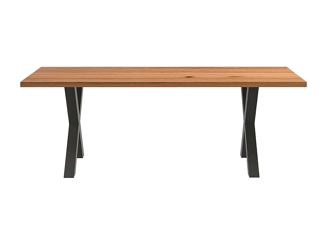 Table à manger marron clair bois de chêne massif rectangulaire