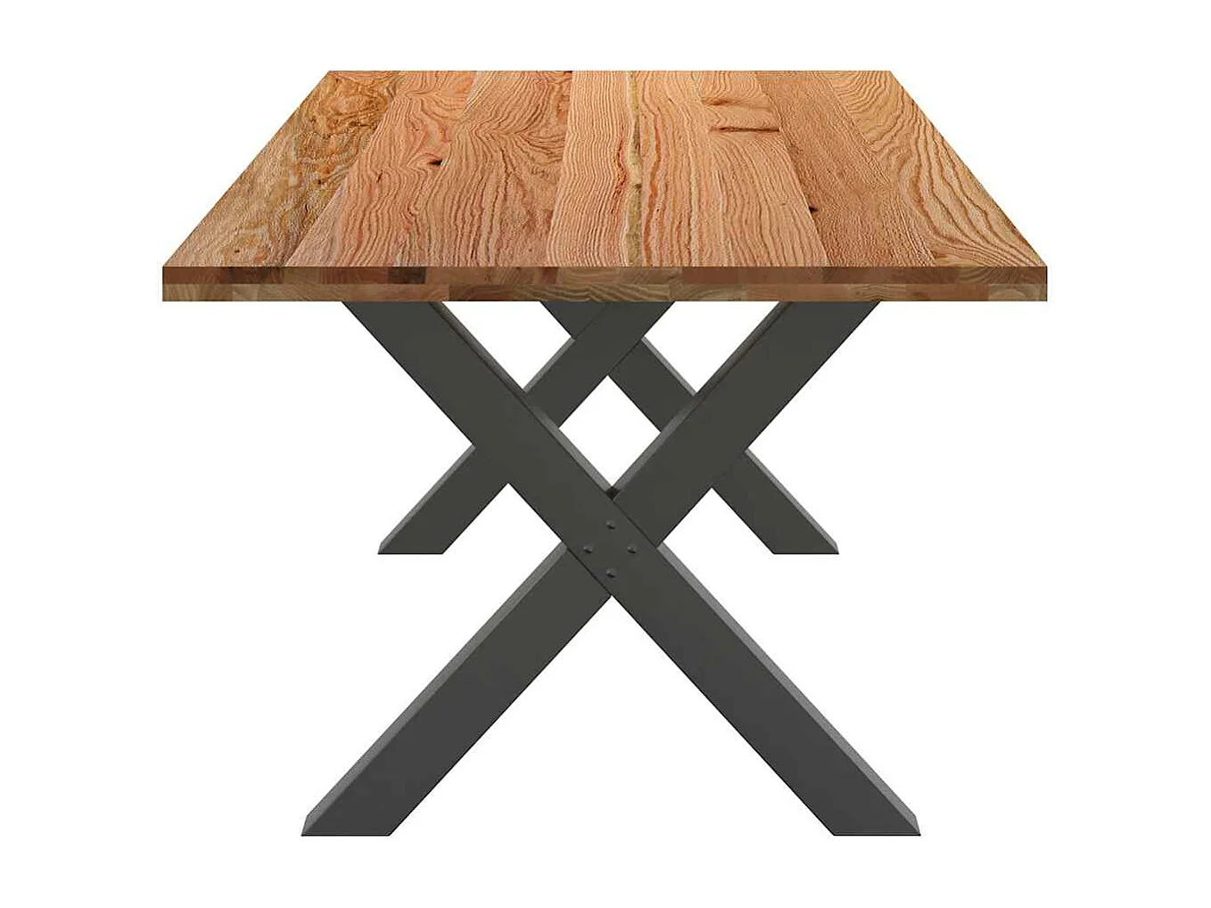 Table à manger marron clair bois de chêne massif rectangulaire