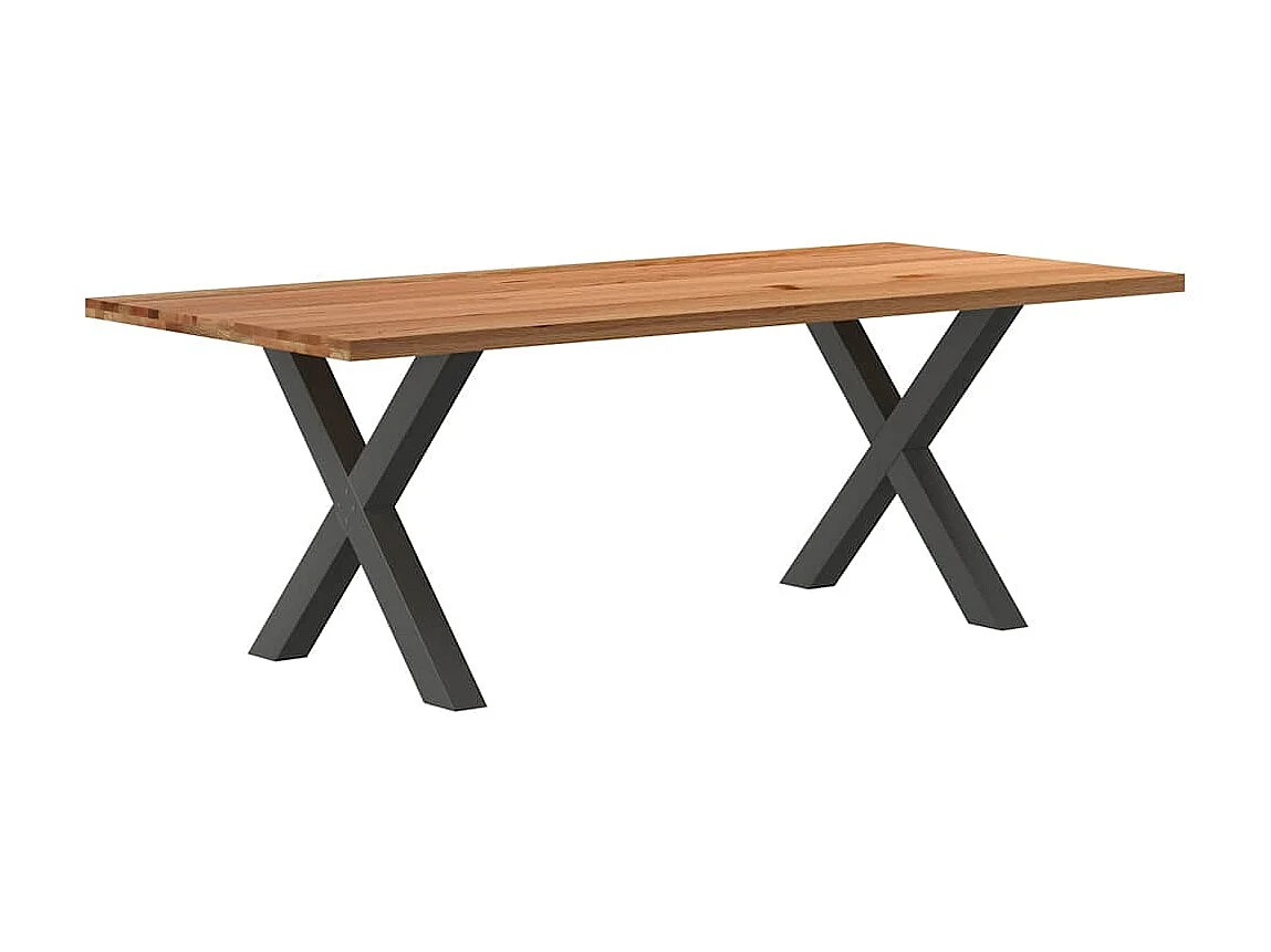 Table à manger marron clair bois de chêne massif rectangulaire