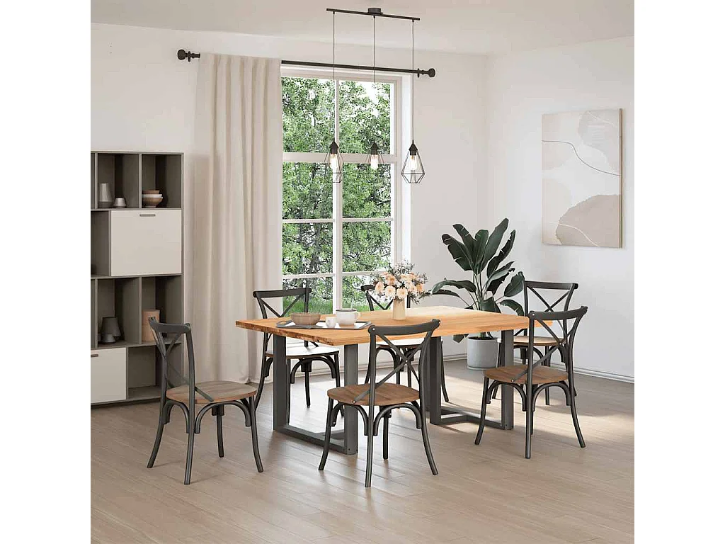 Eettafel rechthoekig 180x120x74 cm massief eikenhout lichtbruin