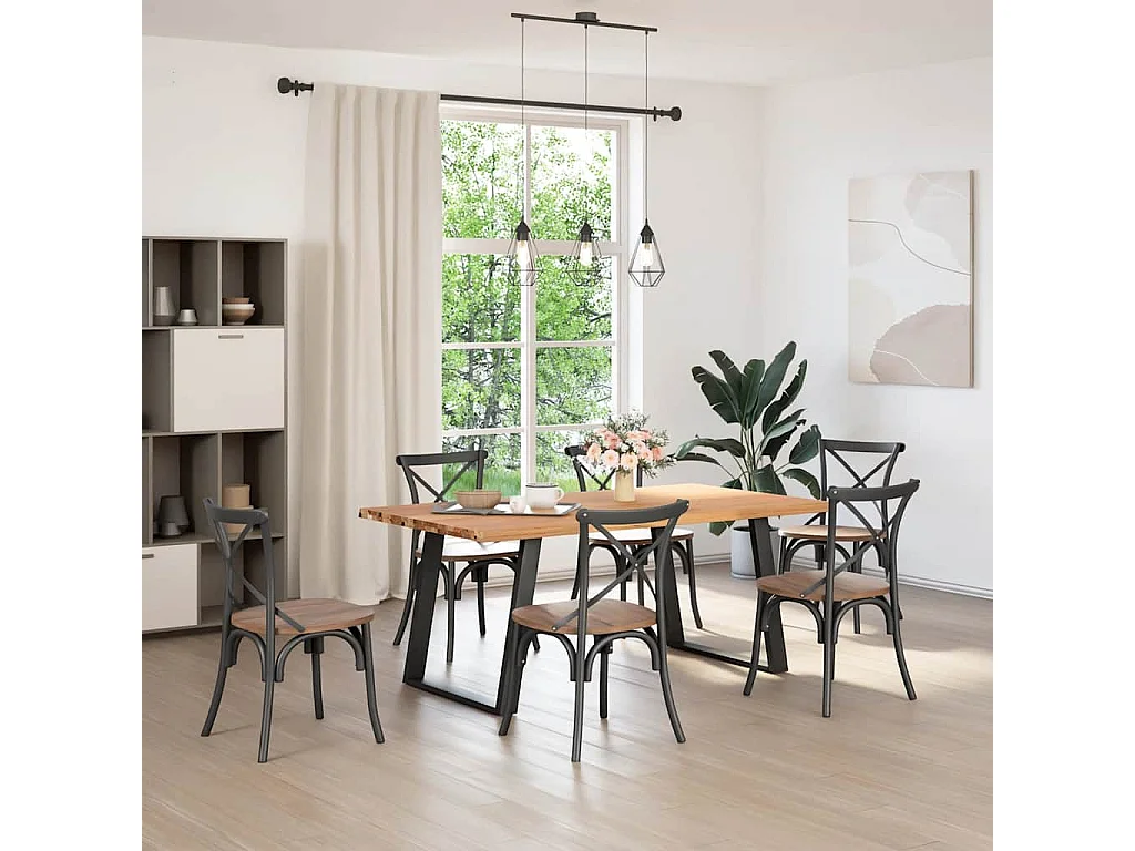 Table à manger marron clair 180x100x74 cm bois de chêne massif