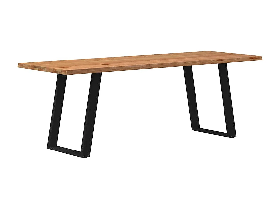 Table à manger marron clair bois de chêne massif