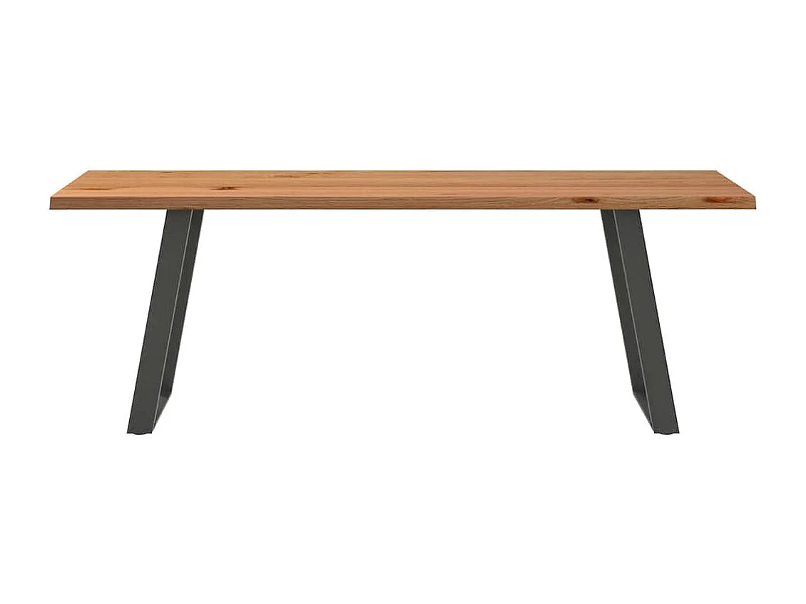 Table à manger marron clair bois de chêne massif