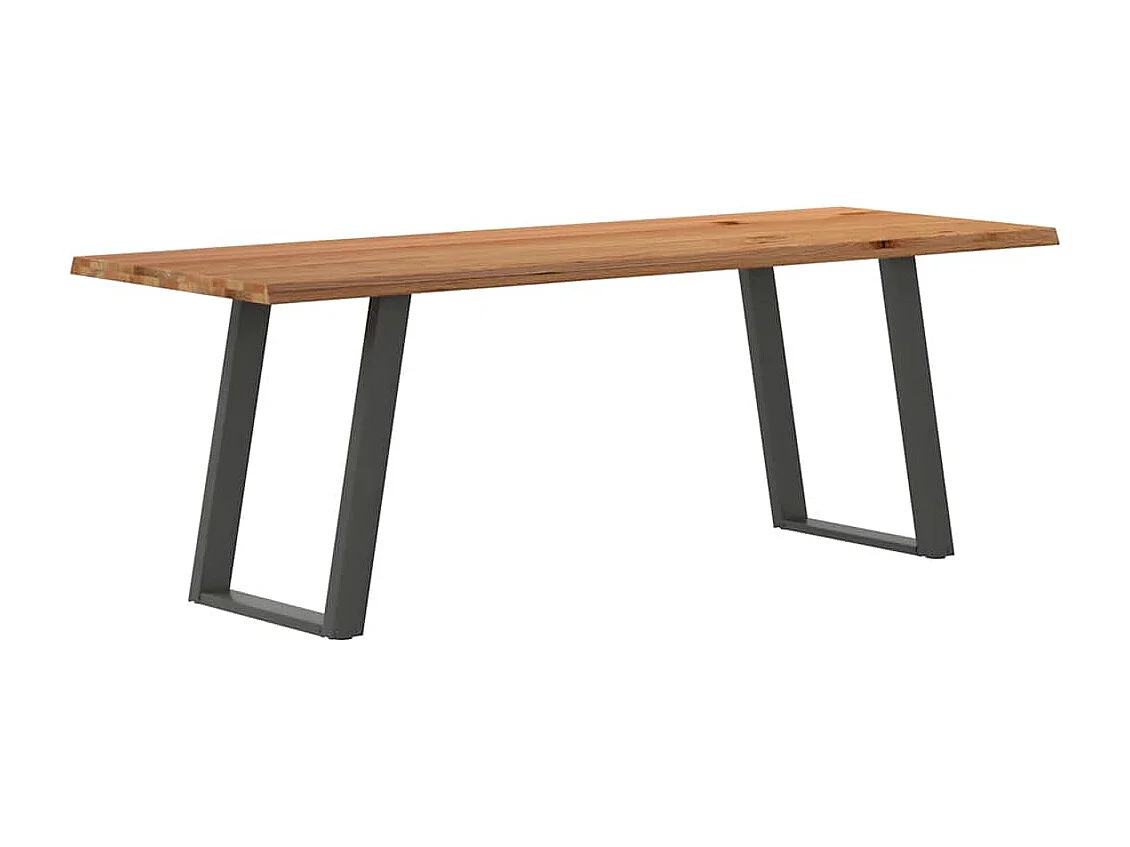 Table à manger marron clair bois de chêne massif