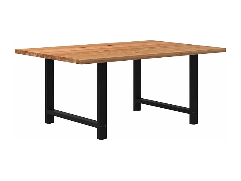 Table à manger marron clair bois de chêne massif rectangulaire