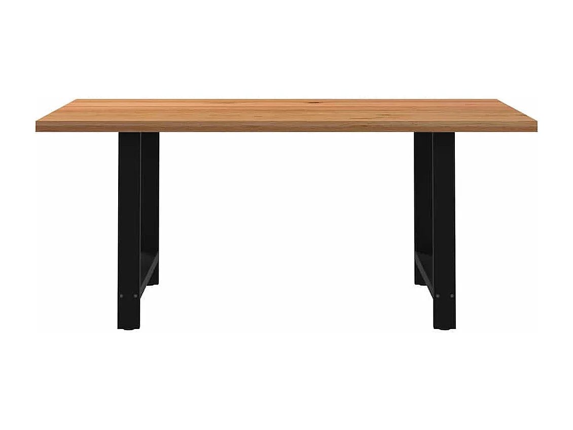 Table à manger marron clair bois de chêne massif rectangulaire