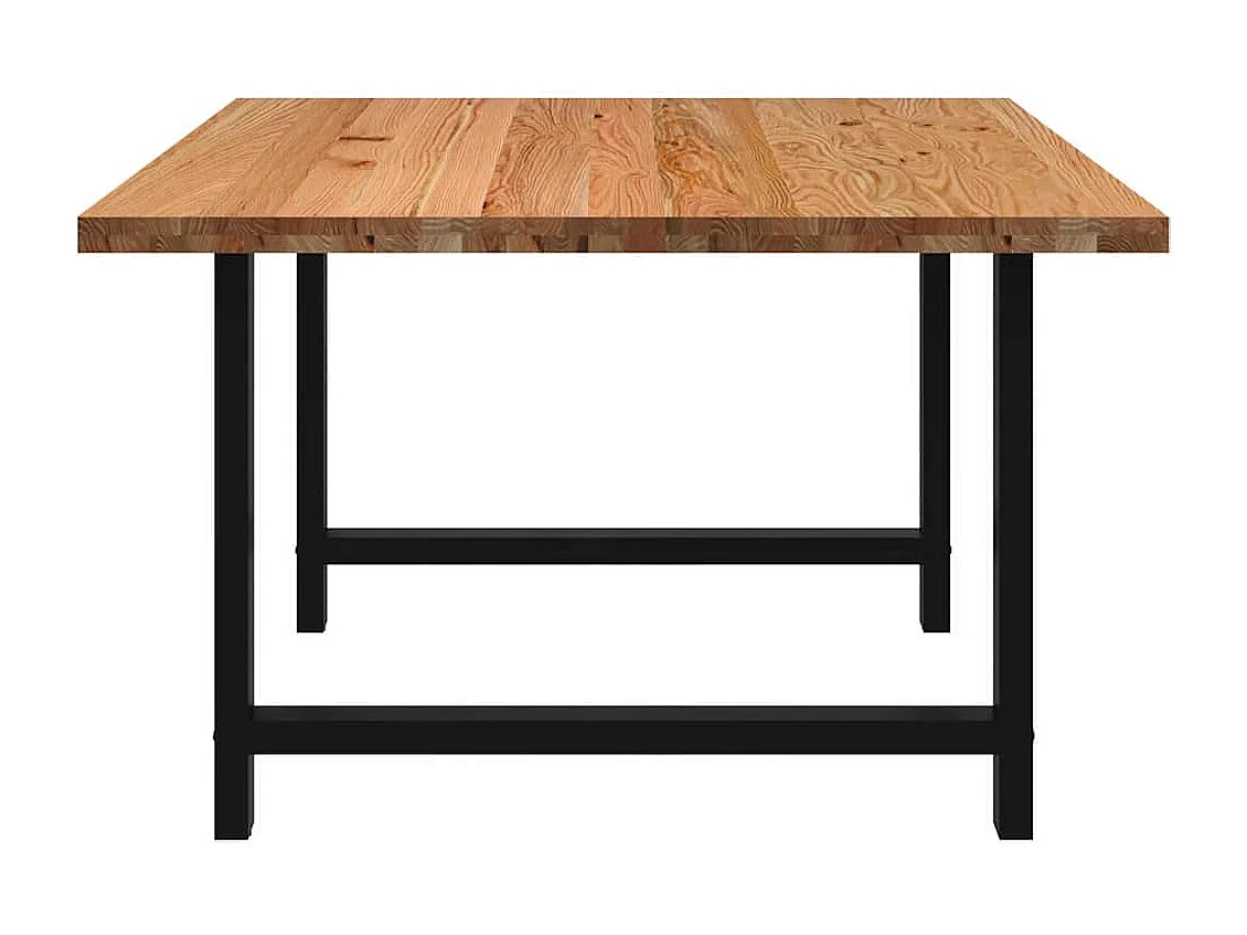 Table à manger marron clair bois de chêne massif rectangulaire