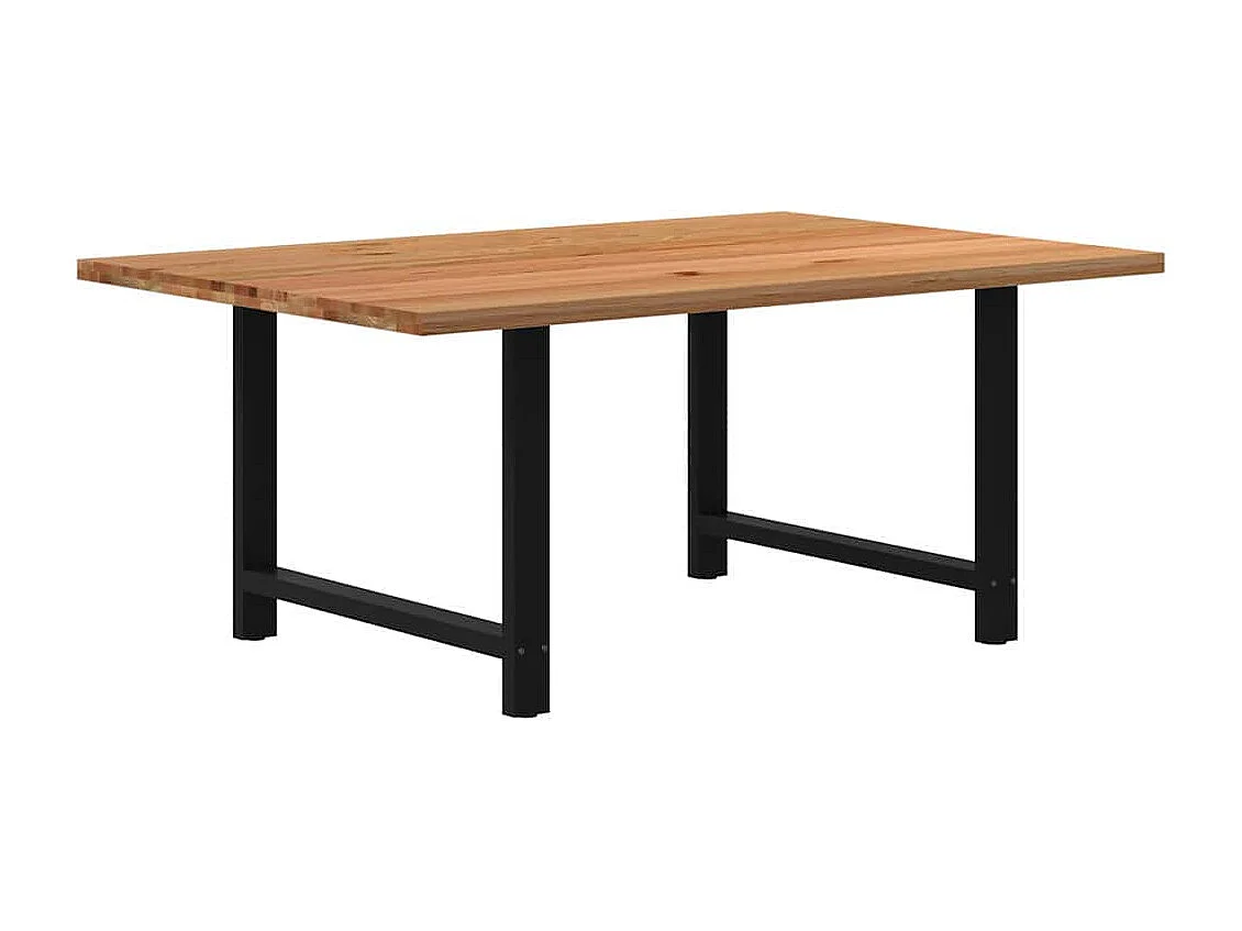 Table à manger marron clair bois de chêne massif rectangulaire