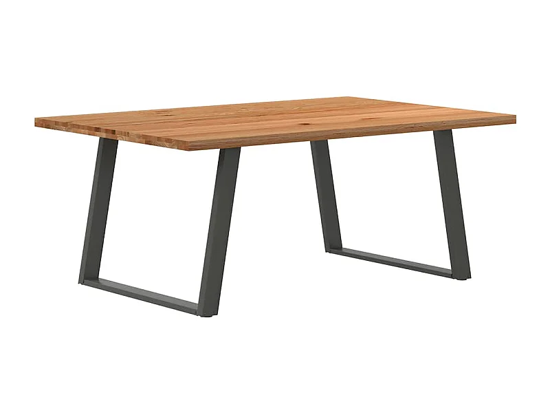 Table à manger marron clair bois de chêne massif rectangulaire