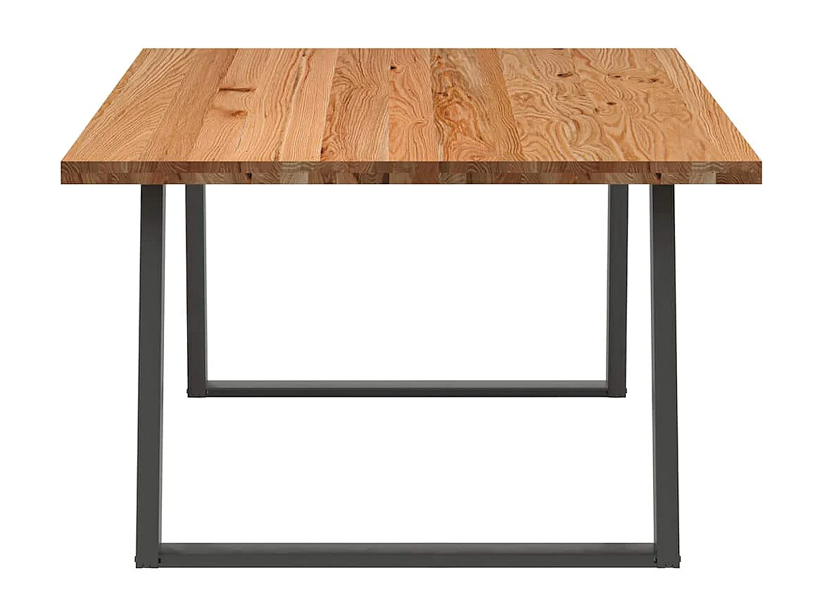 Table à manger marron clair bois de chêne massif rectangulaire