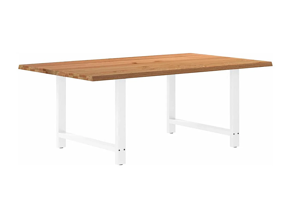 Table à manger marron clair bois de chêne massif rectangulaire