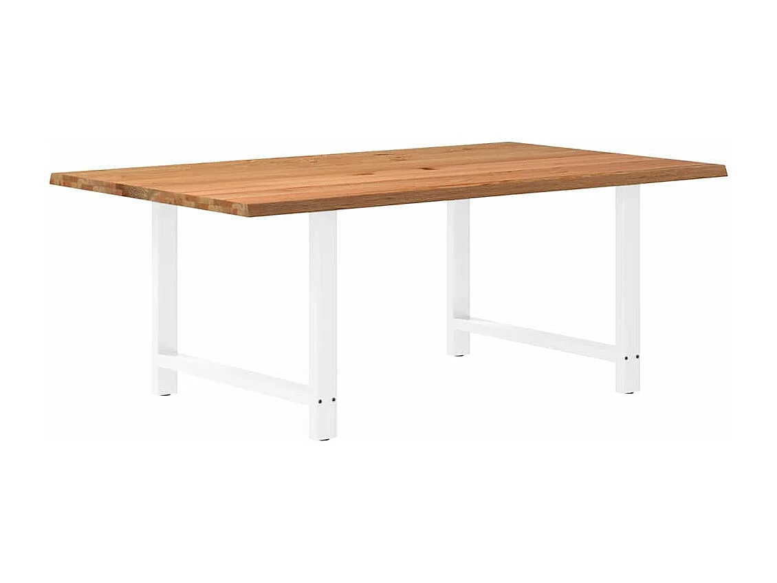 Table à manger marron clair bois de chêne massif rectangulaire