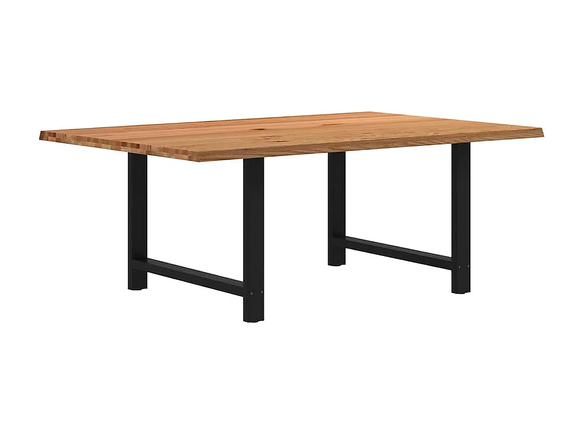 Table à manger marron clair bois de chêne massif rectangulaire