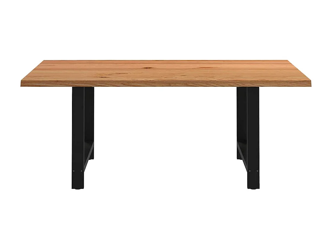 Table à manger marron clair bois de chêne massif rectangulaire