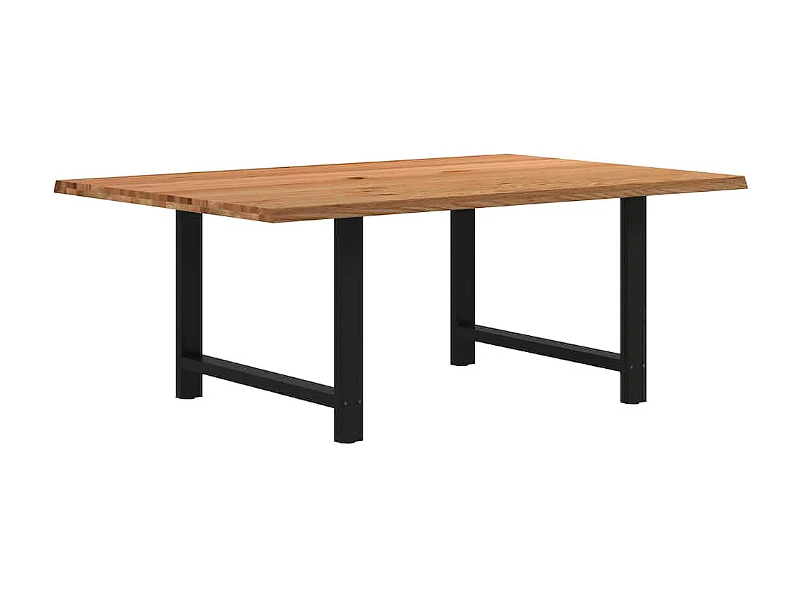 Table à manger marron clair bois de chêne massif rectangulaire