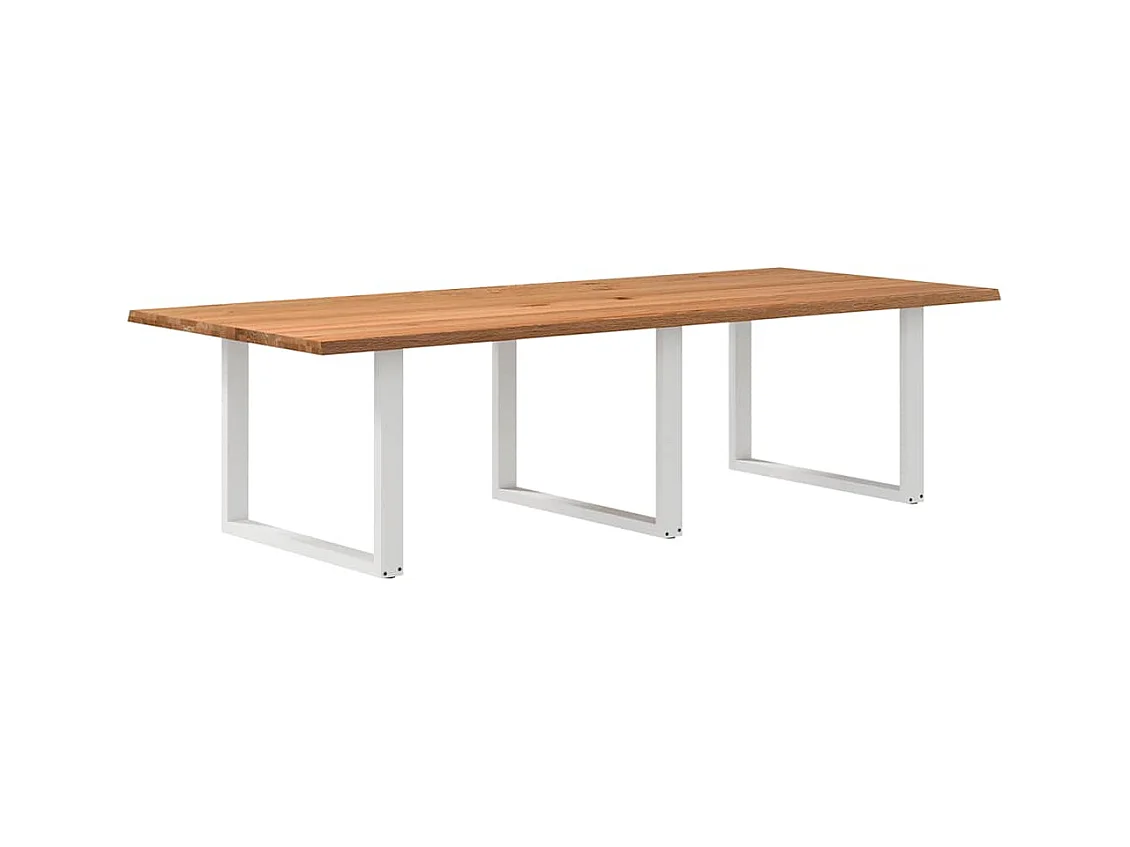 Table à manger marron clair bois de chêne massif rectangulaire