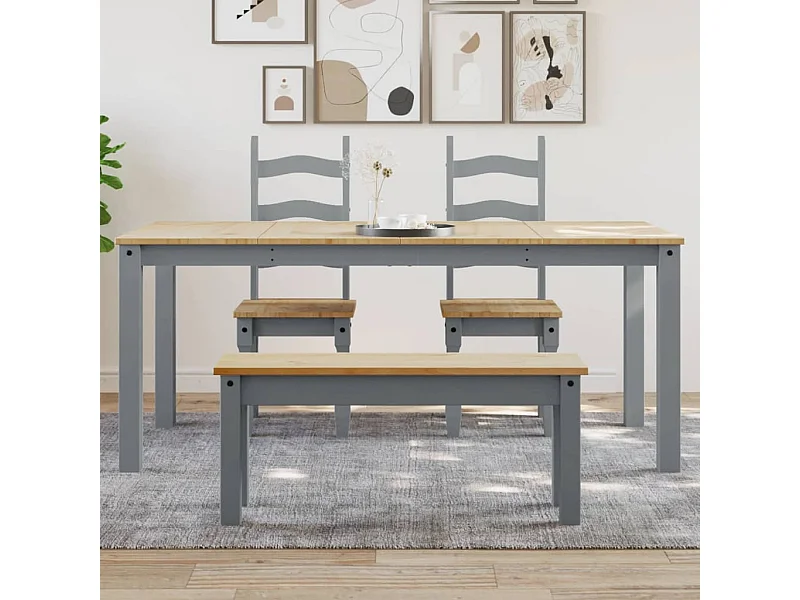 Mesa de jantar Panama 180x90x75 cm pinho maciço cinzento