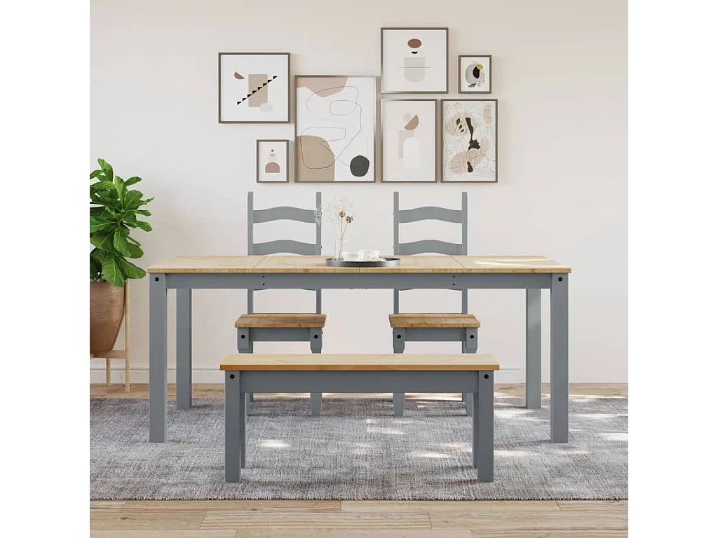 Table à manger Panama gris 180x90x75 cm bois massif de pin