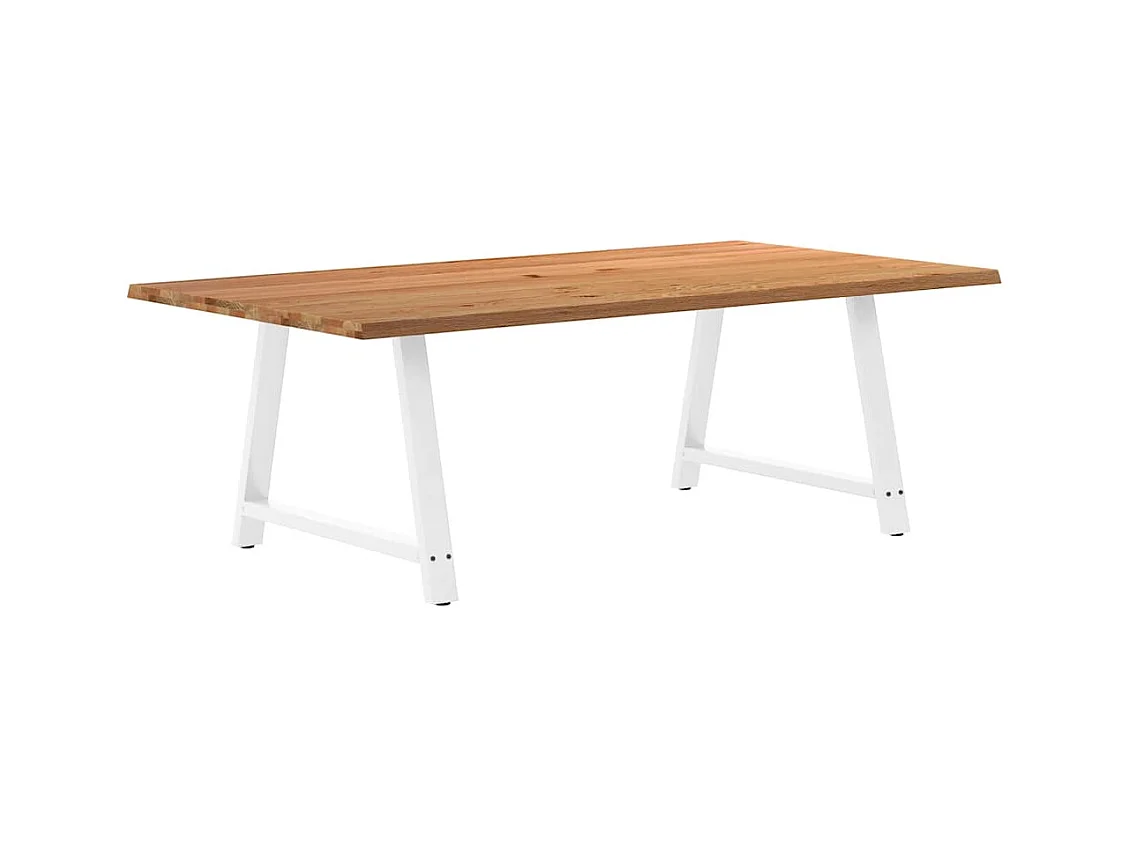 Eettafel met natuurlijke rand 220x120x74 cm massief eikenhout