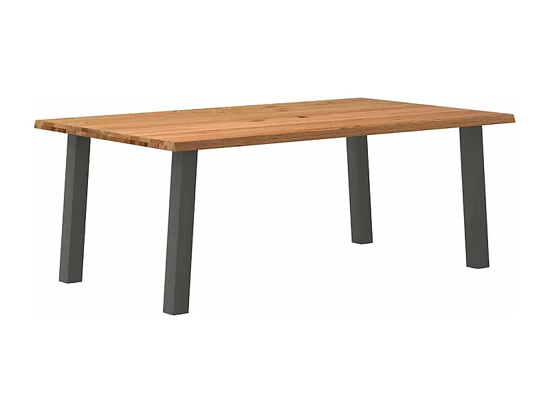 Table à manger marron clair bois de chêne massif rectangulaire