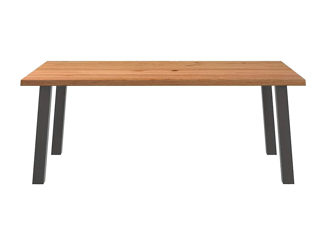 Table à manger marron clair bois de chêne massif rectangulaire