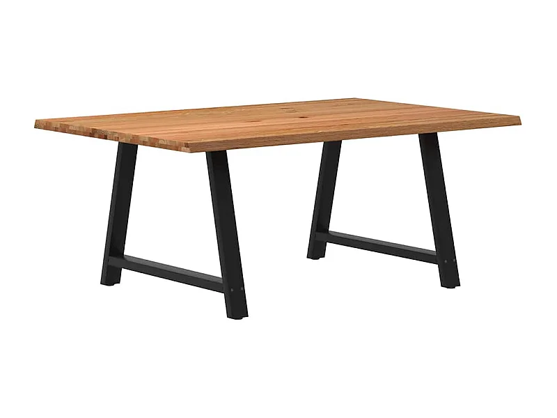 Eettafel met natuurlijke rand 180x120x74 cm massief eikenhout
