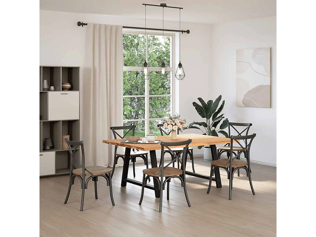 Eettafel met natuurlijke rand 180x120x74 cm massief eikenhout