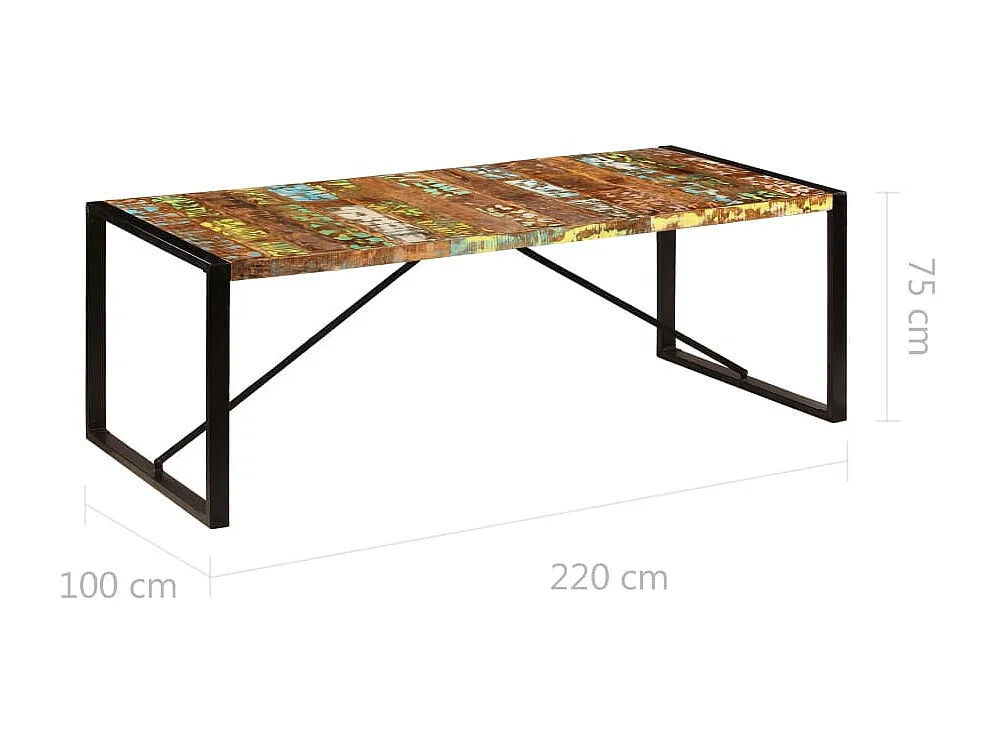 Table à manger 220x100x75 cm Bois de récupération solide