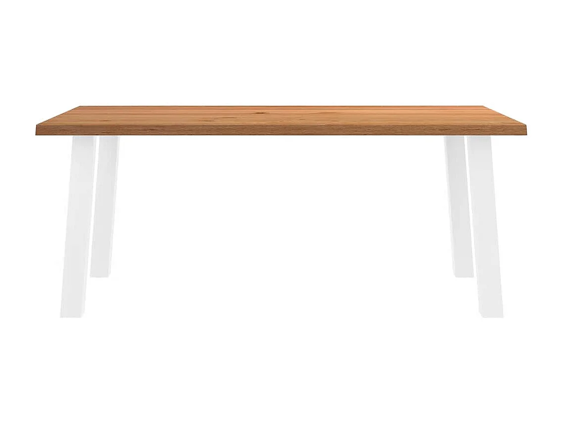 Table à manger marron clair bois de chêne massif rectangulaire