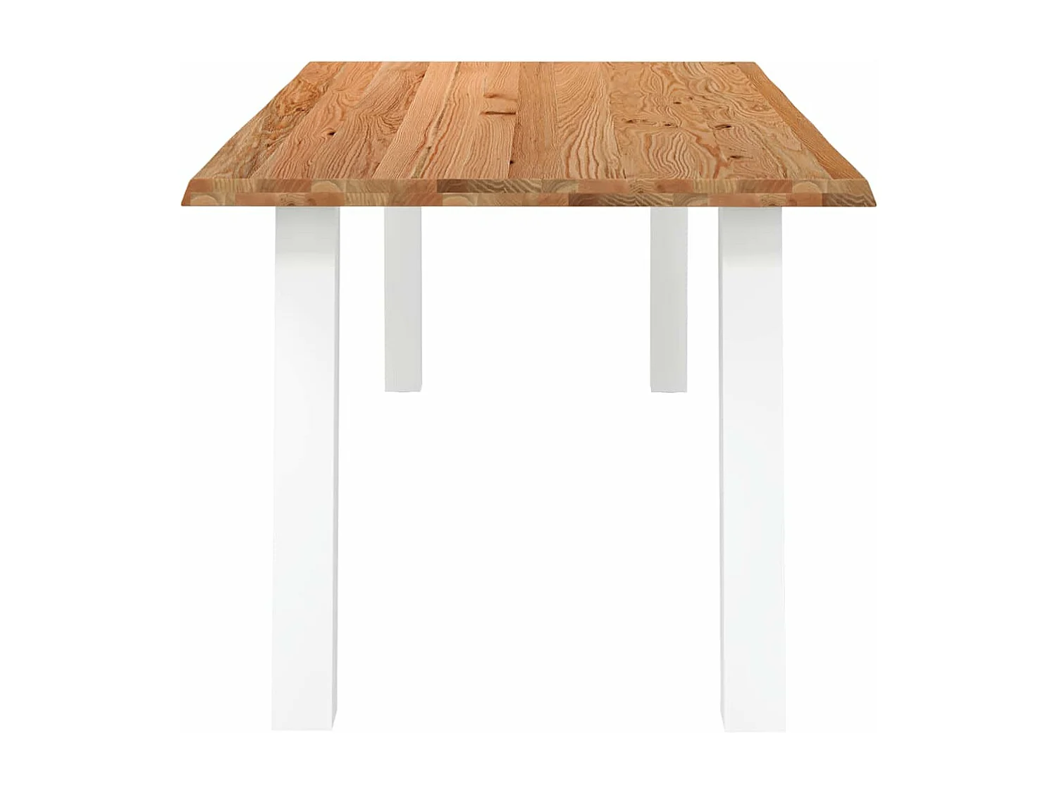 Table à manger marron clair bois de chêne massif rectangulaire