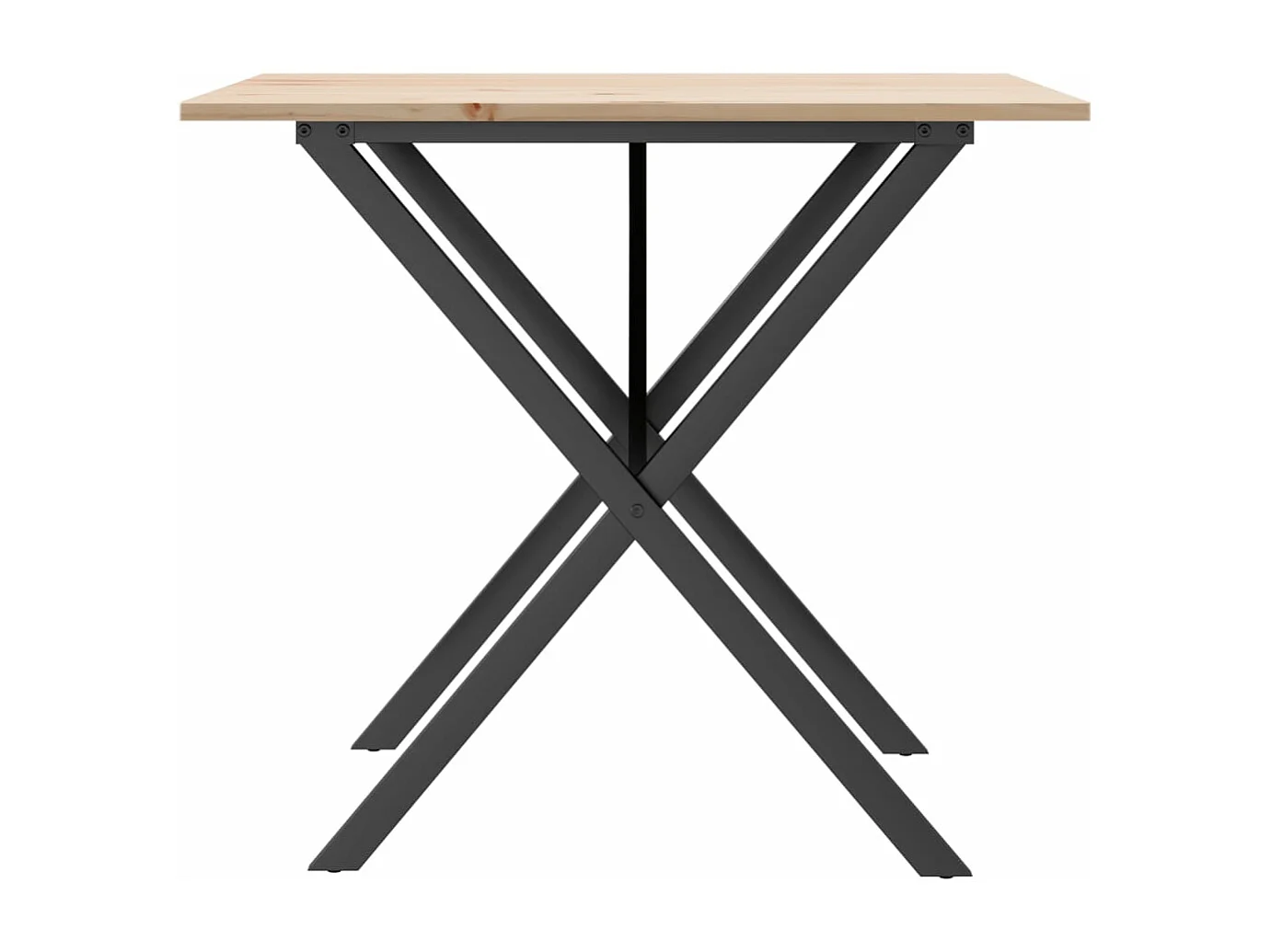 Table à manger cadre en X 90x90x75 cm bois de pin massif fonte