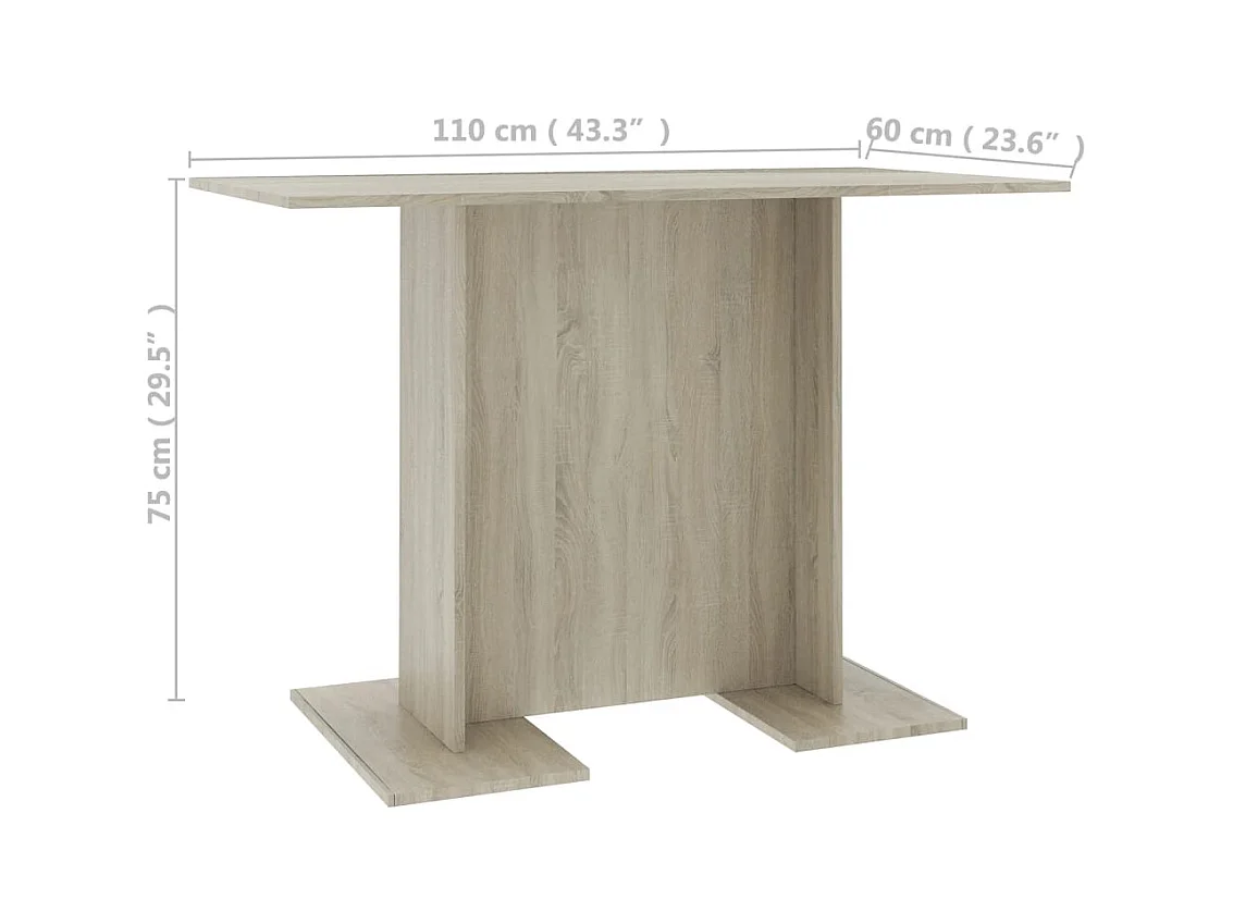 Mesa de jantar 110x60x75 cm contraplacado carvalho sonoma