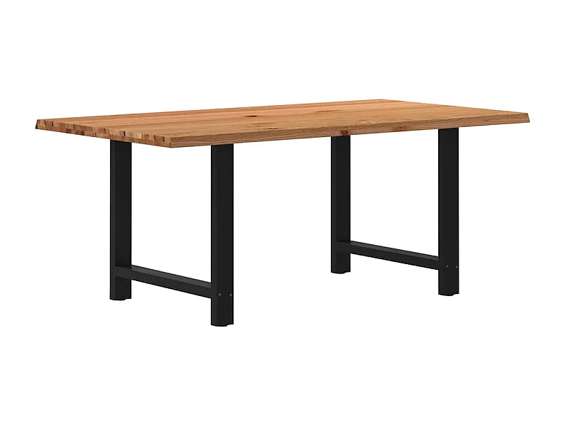 Table à manger marron clair bois de chêne massif rectangulaire