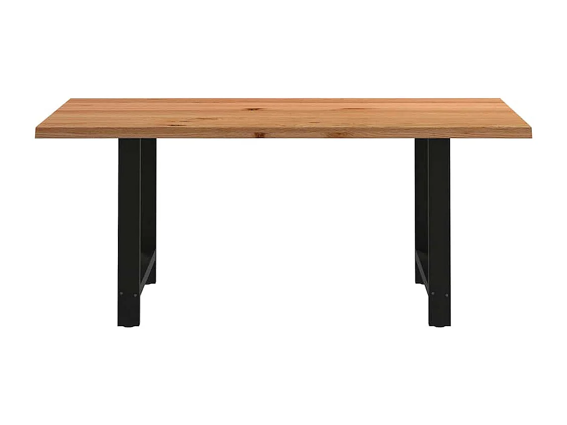 Table à manger marron clair bois de chêne massif rectangulaire