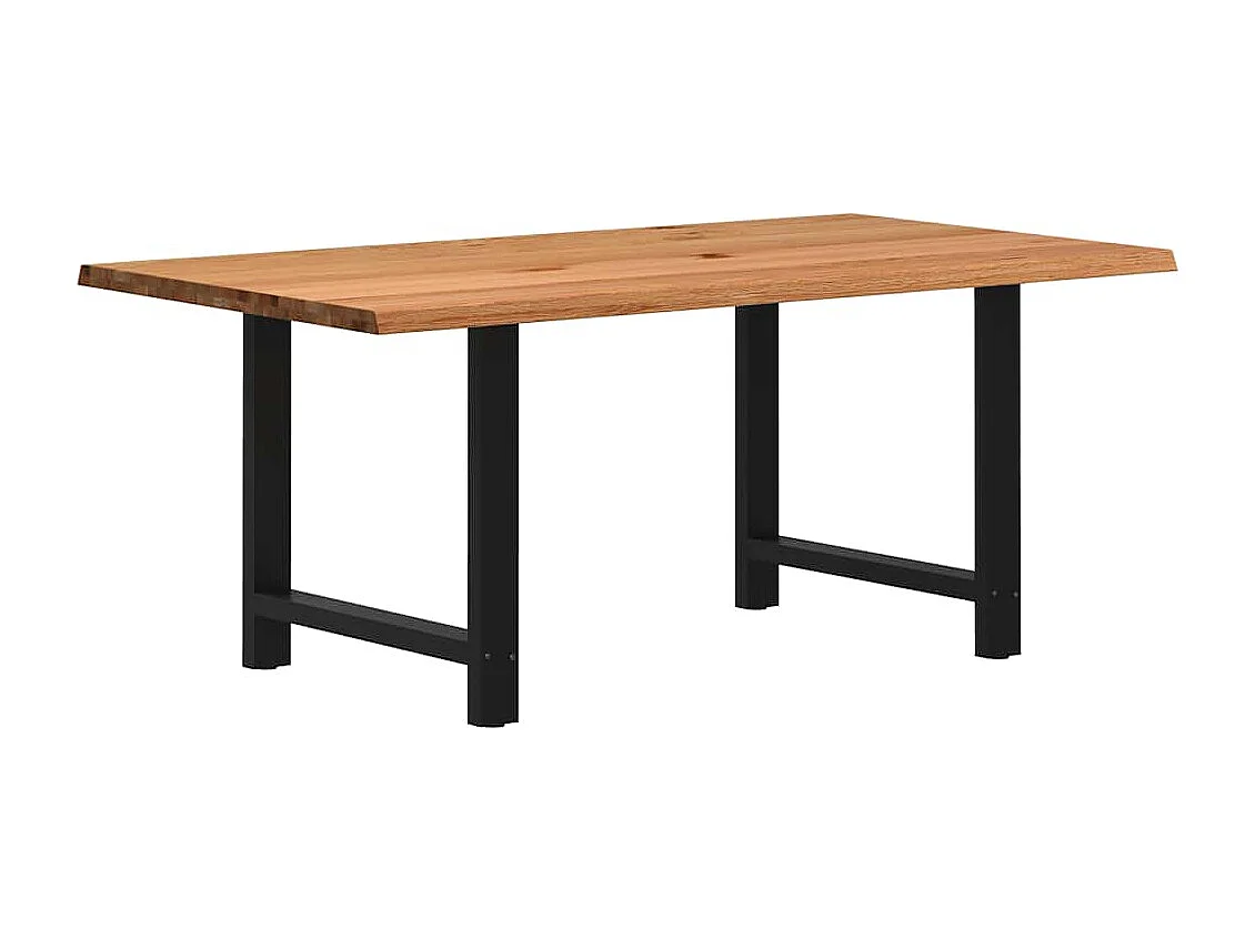 Table à manger marron clair bois de chêne massif rectangulaire